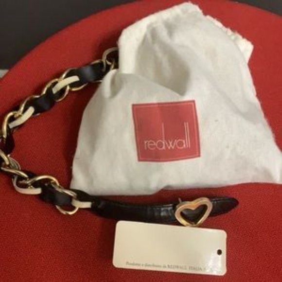 HP🔆VTG90’ Authentic Redwall Moschino White/Black Leather/Chain Belt - Picture 11 of 17
